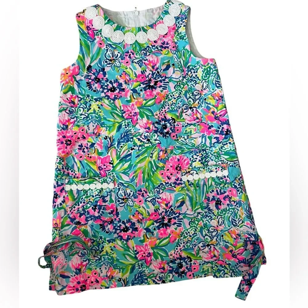 Lilly Pulitzer Amalfi Blue Alligator Isle Shift Dress size 6 girls